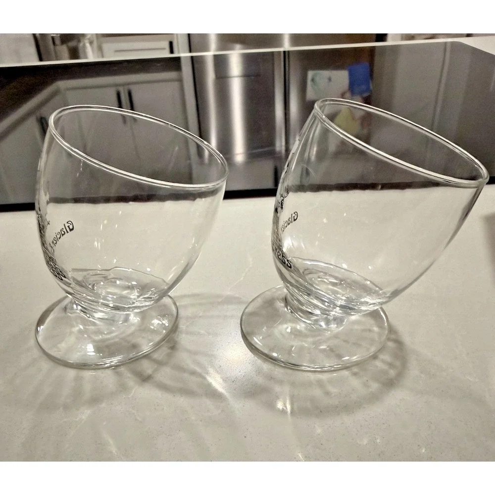 Glacier Express Swiss Train Slanted Wine Glass  Original Box‎ Set of 2 Vintage